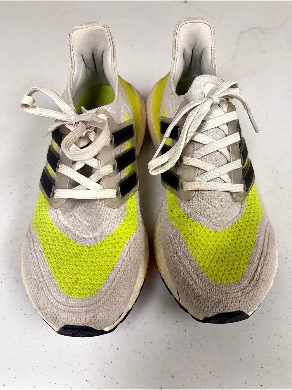 adidas Ultraboost 21 Solar Yellow Athletic Shoes White & Yellow